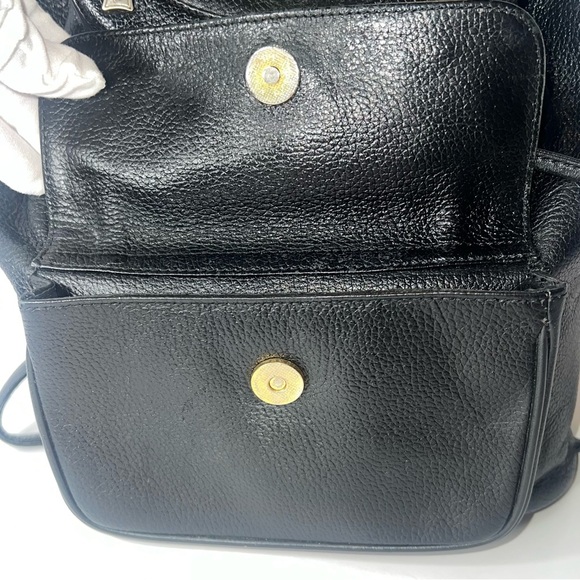 Mcm Black Calf Pebbled Leather Multi Gold Studded Flap Drawstring Backpack🖤 - Picture 10 of 16